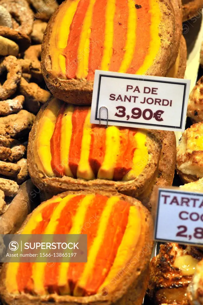 Sant Jordi (April 23rd) feast special bread, Barcelona. Catalonia, Spain