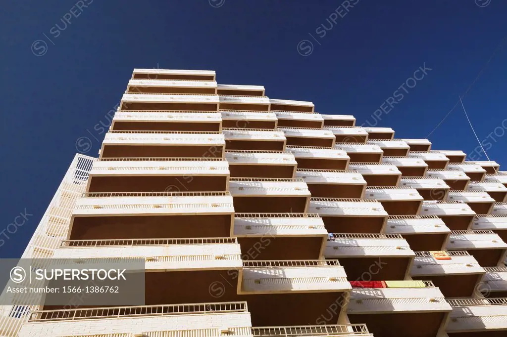 Hotel balconies, Torremolinos, Costa del Sol, Spain, Europe.