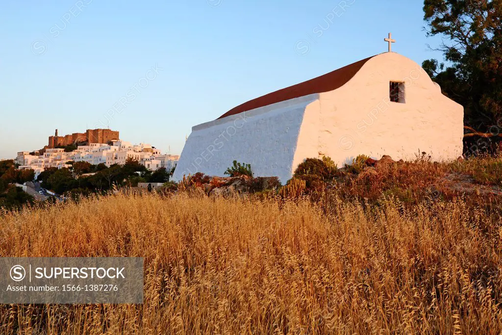 Greece, Dodecanese, Patmos island, Agios Ioanis Theologos, St John Monastery, Unesco world heritage.