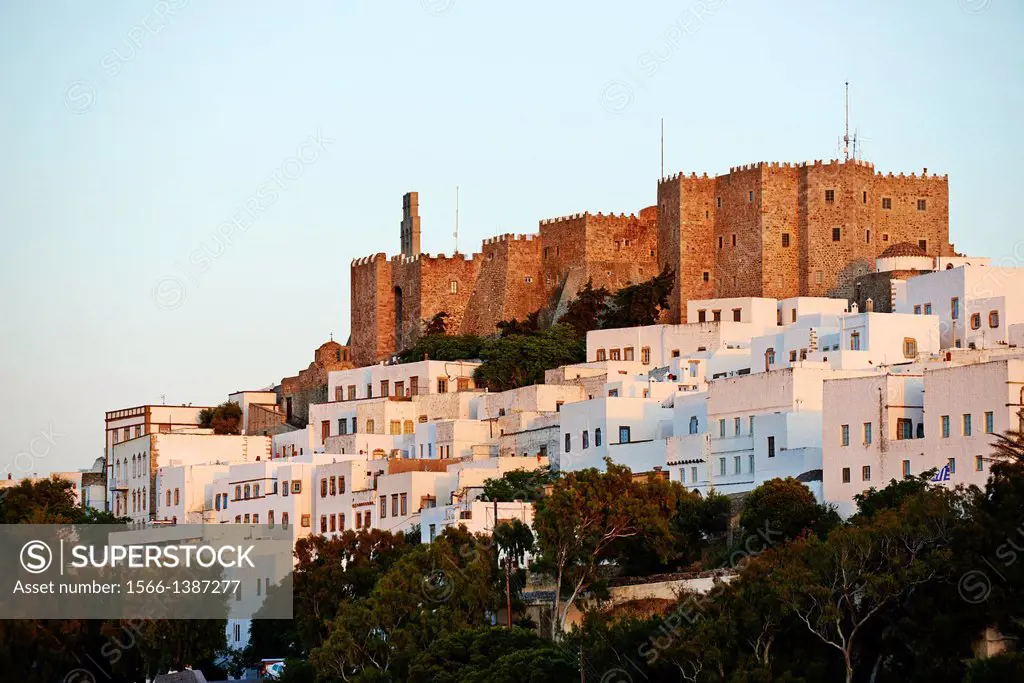 Greece, Dodecanese, Patmos island, Agios Ioanis Theologos, St John Monastery, Unesco world heritage.