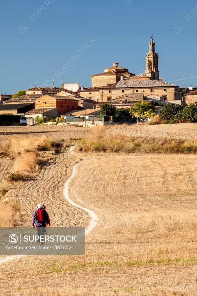 St. James way; Pilgrims at Sansol, Navarra, Spain.