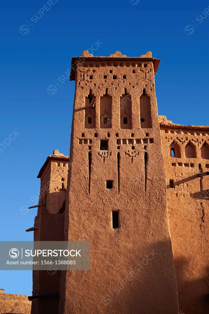 Adobe buildings of the Berber Ksar or fortified village of Ait Benhaddou, Sous-Massa-Dra Morocco.