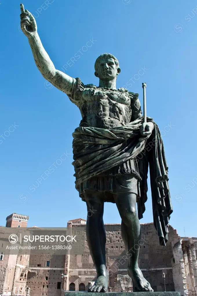 Statue of Emperor Augustus at Augustus Forum, Rome, Italy.