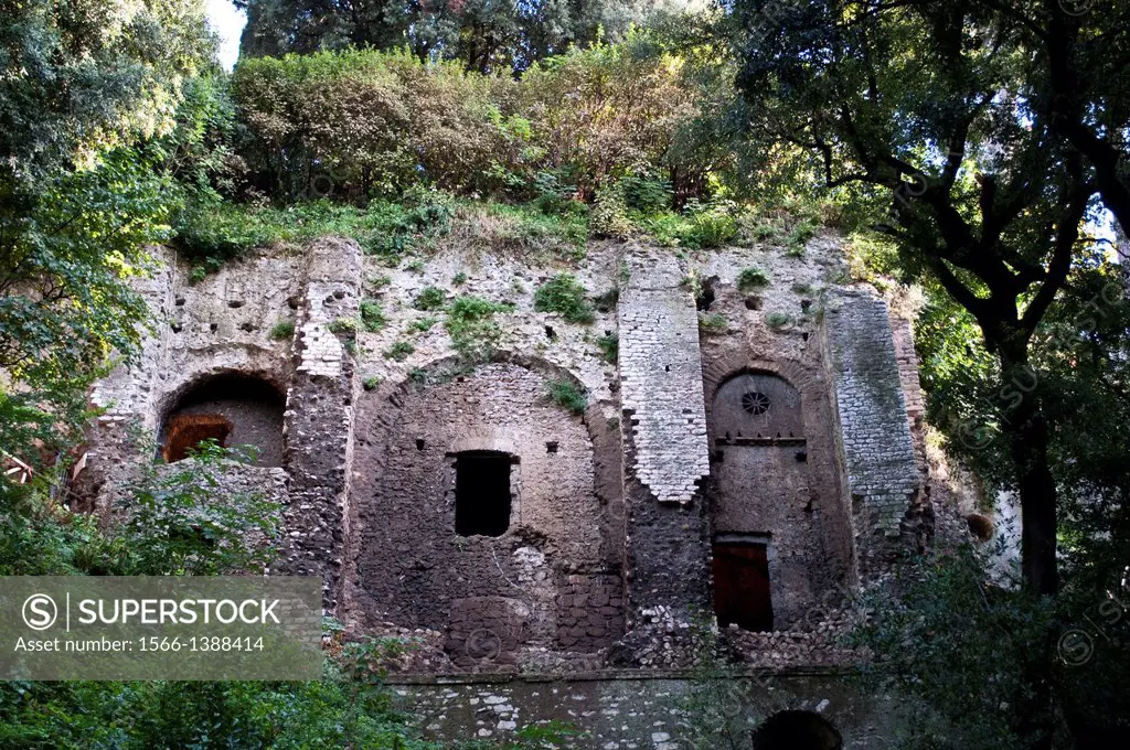 Ruins of the Villa of Manlius Vopiscus, Villa Gregoriana, Tivoli, Italy.