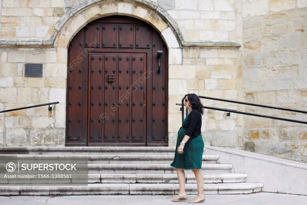 Door and staircase, Catedral de Nuestra Señora de la Asunción de Santander, city of Santander, Cantabria, Spain.