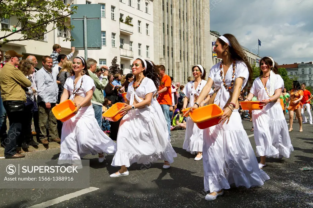 Participants of the Carnival of Cultures in Berlin on 25.05.2010, Germany.