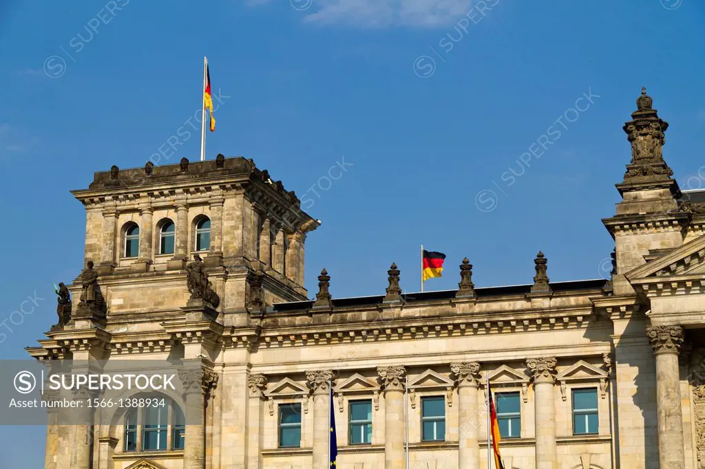 Partial View of the Reichstag in Berlin, Germany.