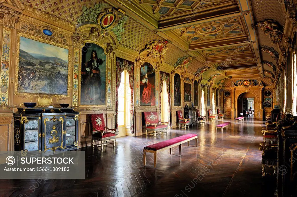 Gallery of the Chateau de Maintenon, Eure & Loir department, region Centre, France, Europe.
