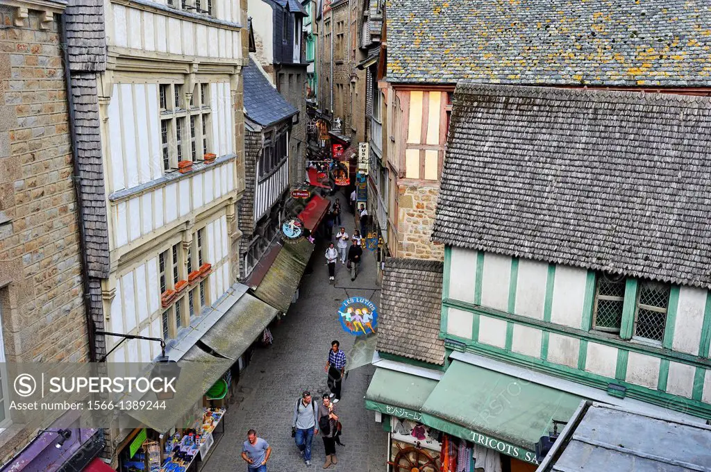 main street, Mont Saint-Michel, Manche department, Low Normandy region, France, Europe.