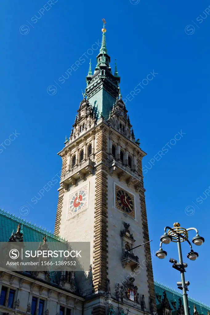 Partial View of the Town Hall in Hamburg, Germany.
