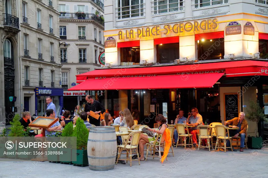 France, Europe, French, Paris, Place Saint St. Georges, 9th arrondissement, A La Place St. Georges, restaurant, cafe, 9th arrondissement, alfresco, ta...