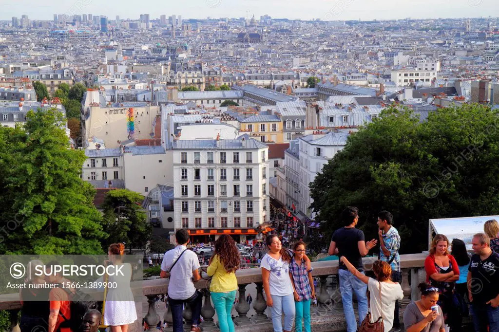 France, Europe, French, Paris, 18th arrondissement, Montmatre, Rue du Cardinal Dubois, view from La Basilique du Sacré-Coeur, Sacred Heart, Roman Cath...