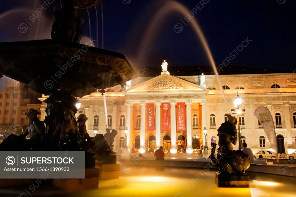 National Theatre D. Maria II, Rossio Square, Lisbon Portugal.