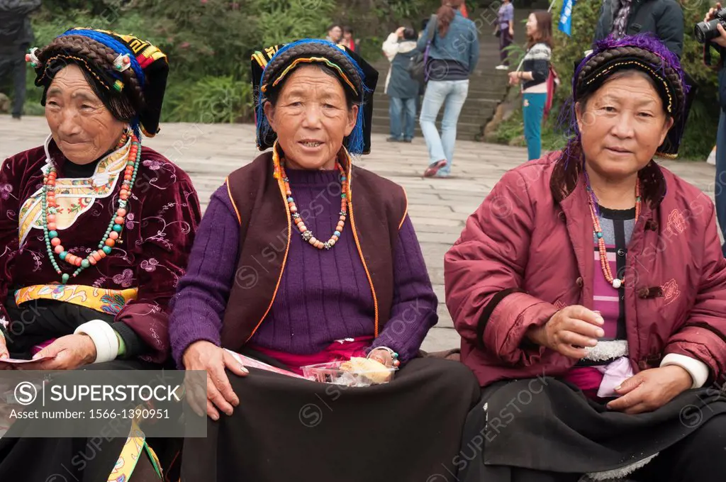 Pilgrims from the Aba region at Emei Shan, Sichuan, China.