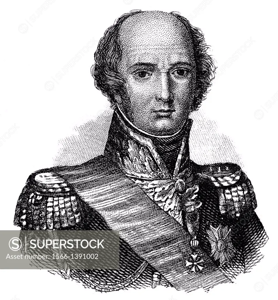 Louis-Nicolas d'Avout or Davout, 1st Duke of Auerstaedt, 1st Prince of Eckmühl, 1770 - 1823, a Marshal of the Empire during the Napoleonic Era,.