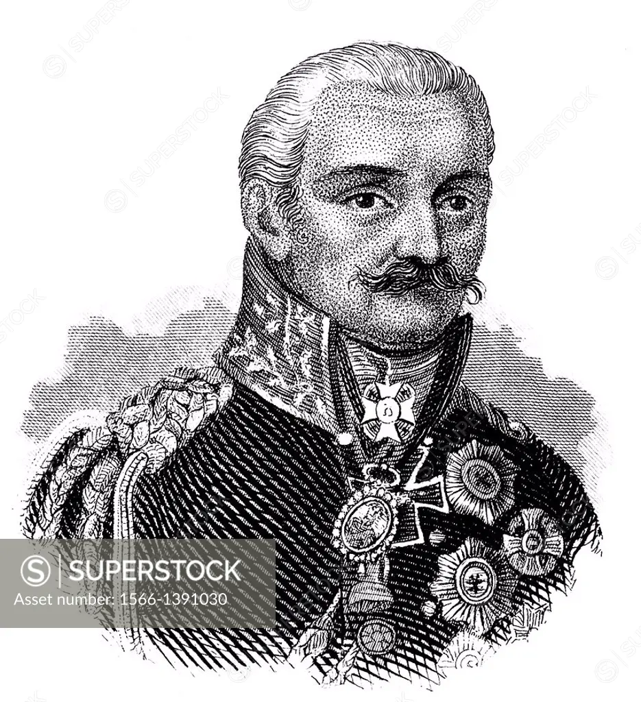Gebhard Leberecht von Bluecher, Prince of Wahlstatt or Marshal Forward, 1742 - 1819, a Prussian Field Marshal,.