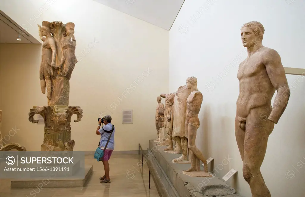 Greece Delphi famous Museum of Delphi with old Egyptian statues in 500 BC artifacts.