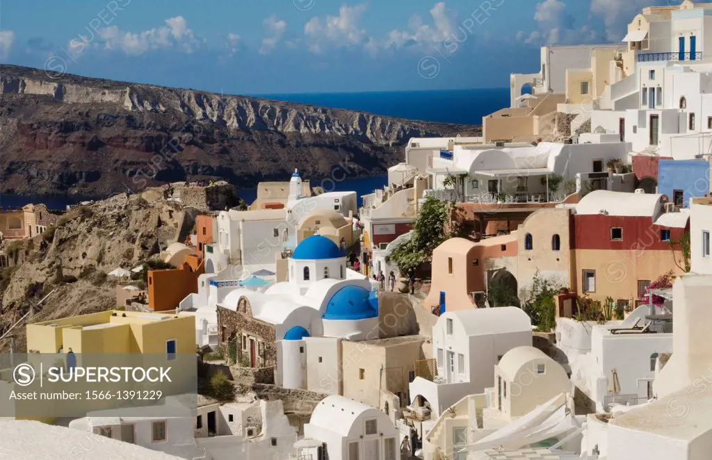 Greece Santorini Oia Cyclades white buildings and steep mountains Greek Islands beautiful peaceful place Greek.