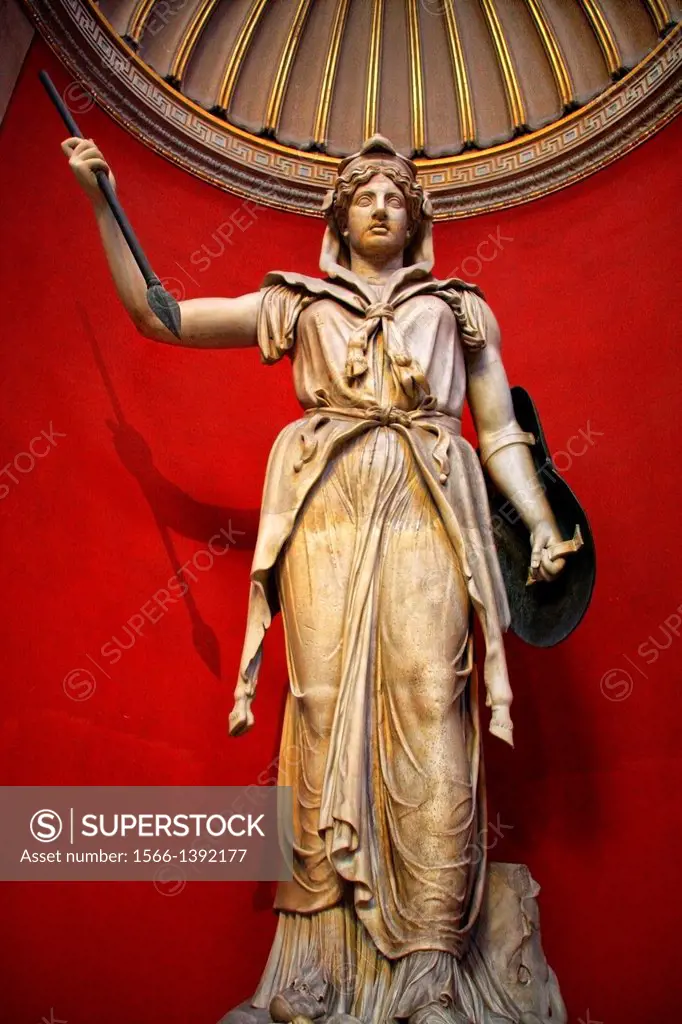 Statue of Juno Sospita in the Round Hall in the Vatican Museums.