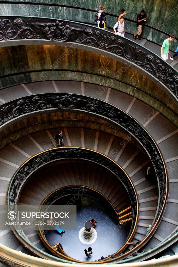 State of the Vatican City Italy Circular staircase inside the Vatican Museums.