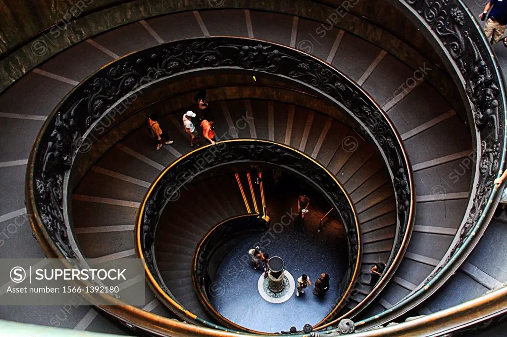 State of the Vatican City Italy Circular staircase inside the Vatican Museums.