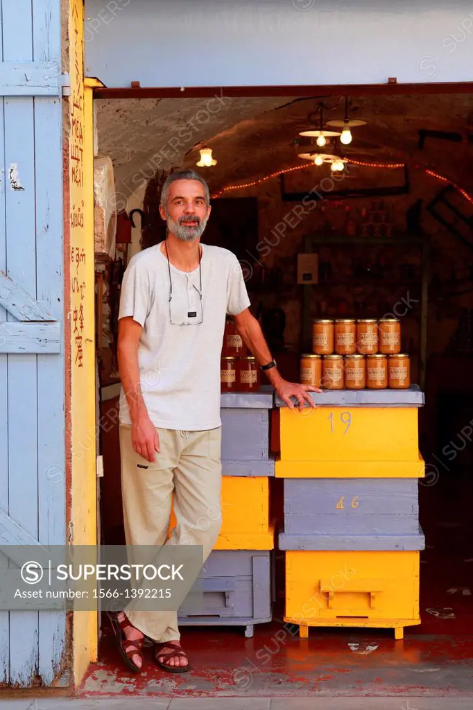 Honey seller in the village of Aiguines, Provence, Var, 83, PACA, France