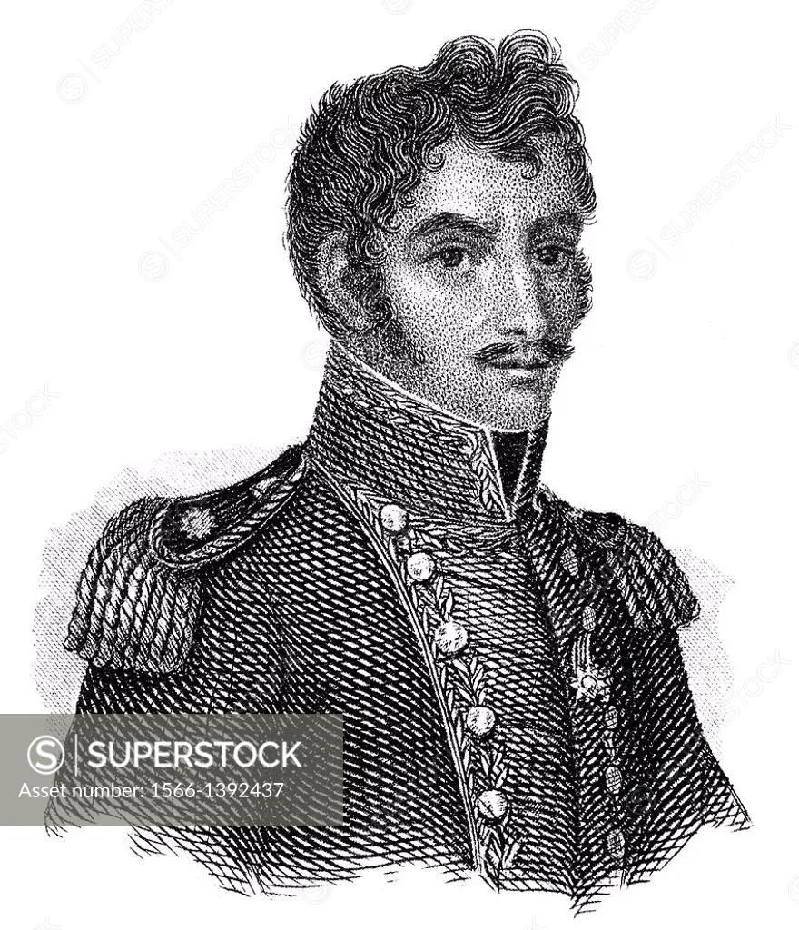 Portrait of Simón Bolívar or Simón José Antonio de la Santísima Trinidad Bolívar y Palacios Ponte y Blanco, 1783 - 1830, a military and political lead...