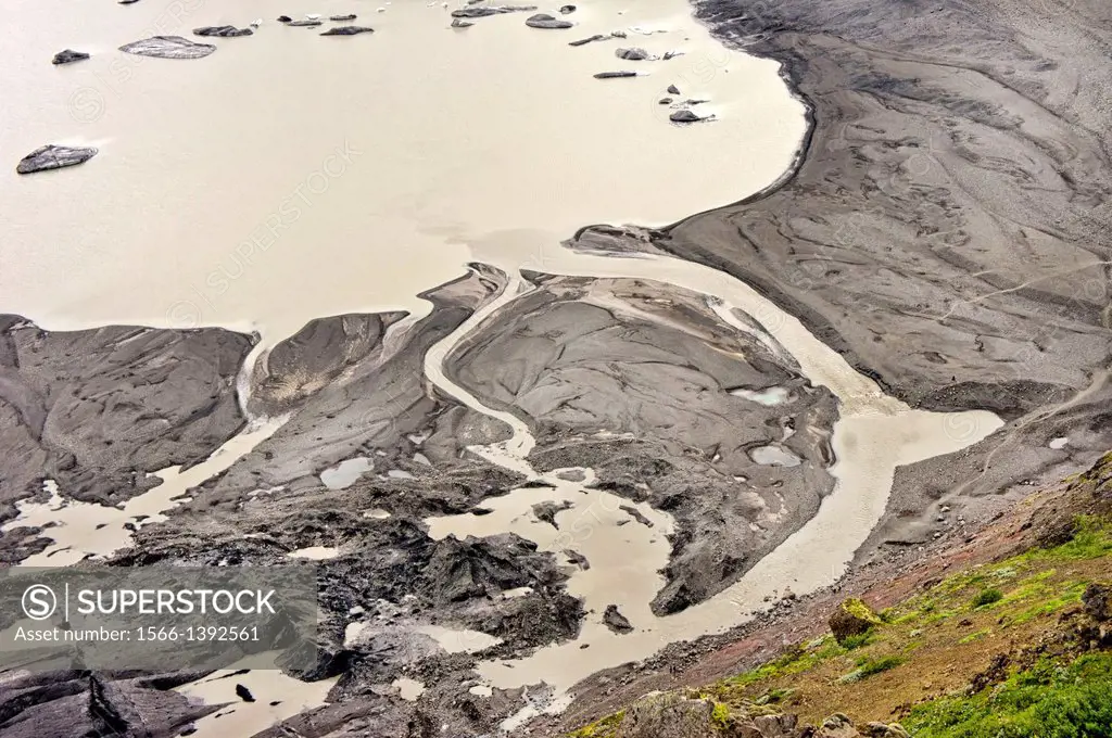 Skaftafellsjökull is one of the outlet glaciers glacier tongues of the Vatnajökull, Vatnajokull National Park, Skaftafell, Iceland