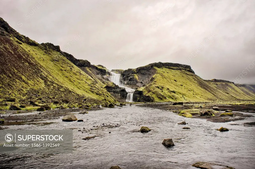 Ofaerufoss Waterfall, Eldgja, Iceland