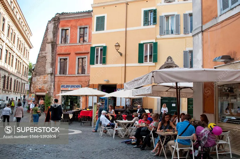 Kosher cafe in Via Portico d'Ottavia in the Roman Jewish ghetto district, Rome, Italy.