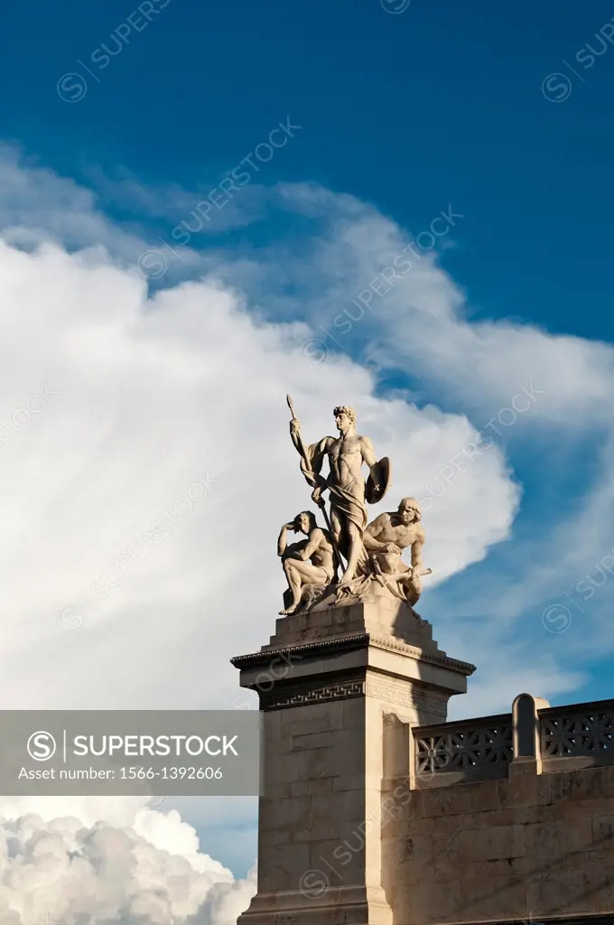 Heroic statues at Vittorio Emanuele II Monument, Rome, Italy.