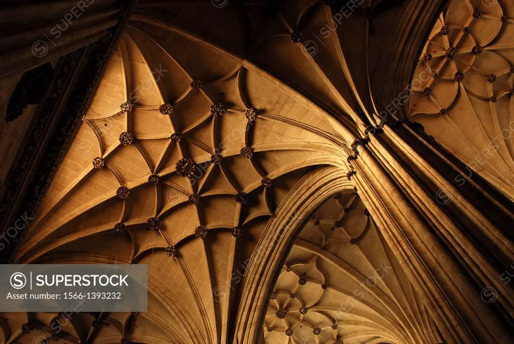 Interior of Cathedral of Santa Maria with rib vaults, Salamanca, Castilla y Leon, Spain