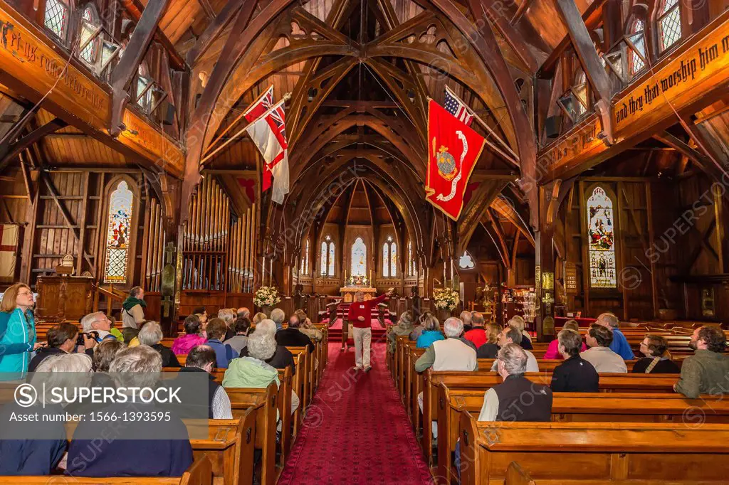 The interior 19th-century Gothic Revival architecture at Old St. Paul´s Cathedral in Wellington, North Island, New Zealand.