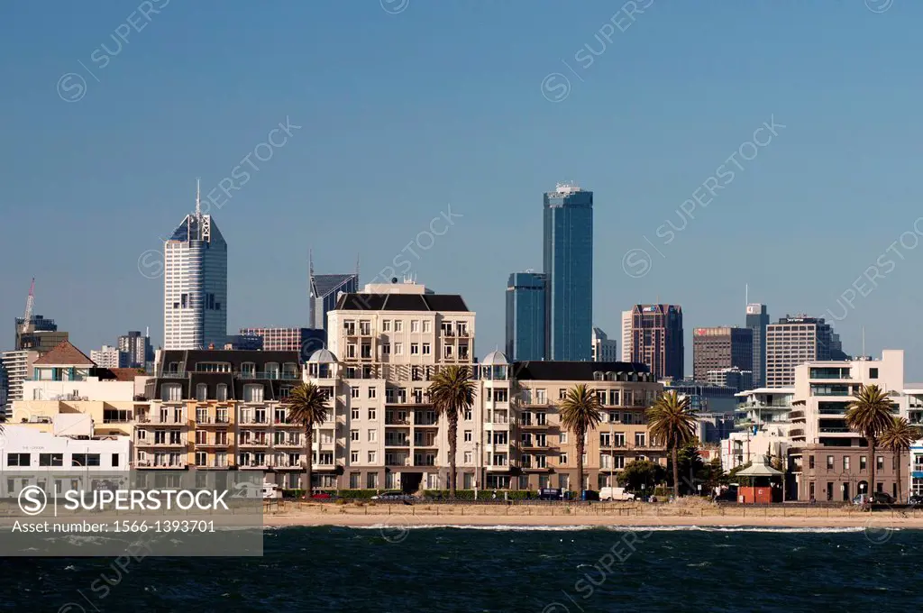 Waterfront apartment blocks in Port Melbourne, Australia.
