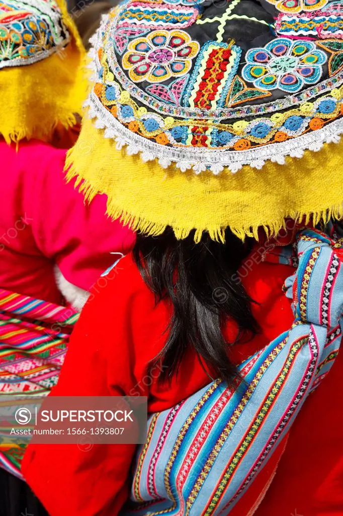 Detail of a traditional Quechua dress, Cuzco, Peru.