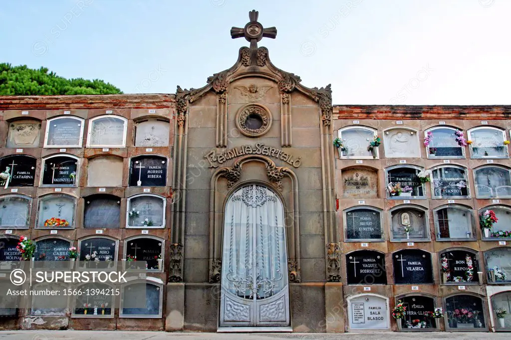 Niches, cemetery of Sant Andreu, Barcelona, Catalonia, Spain