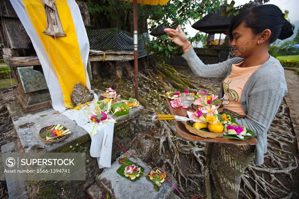 Offerings in Pura Ulun Danu Bratan Temple, Bali, Indonesia