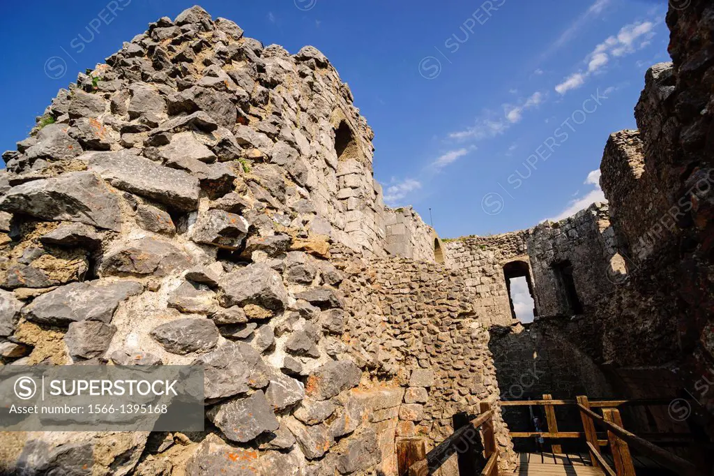 Montsegur Cathar Castle, 14th Century, Mount Pog, Ariege, Pyrennes-Orientales, France