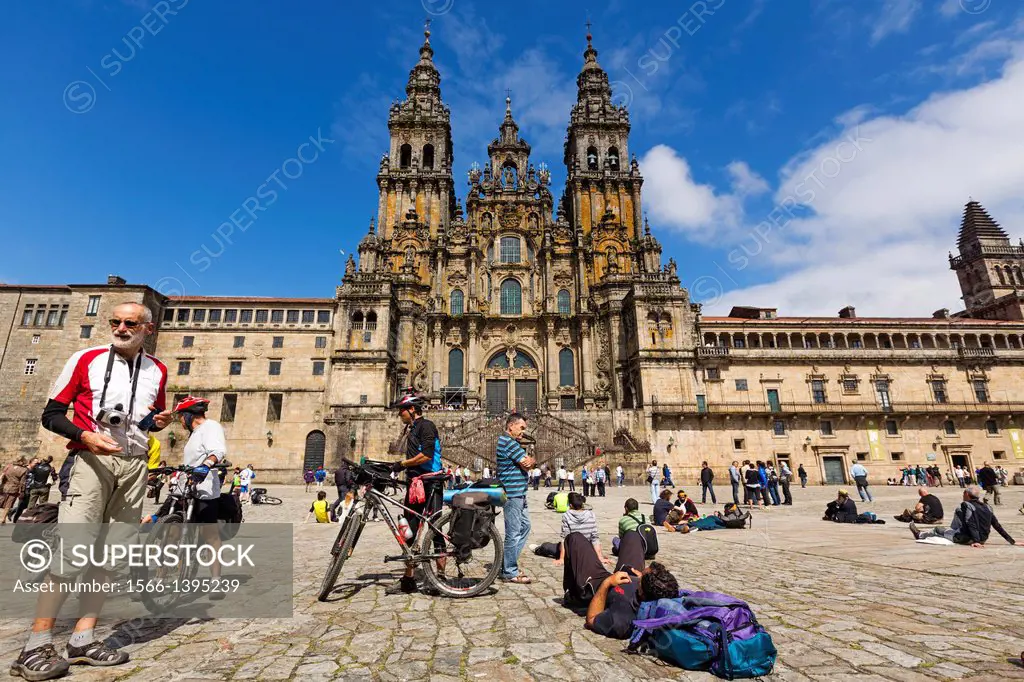 Cathedral on Plaza del Obradoiro, World Heritage Site, Santiago de Compostela, Way of St James, A Coruña province, Galicia, Spain
