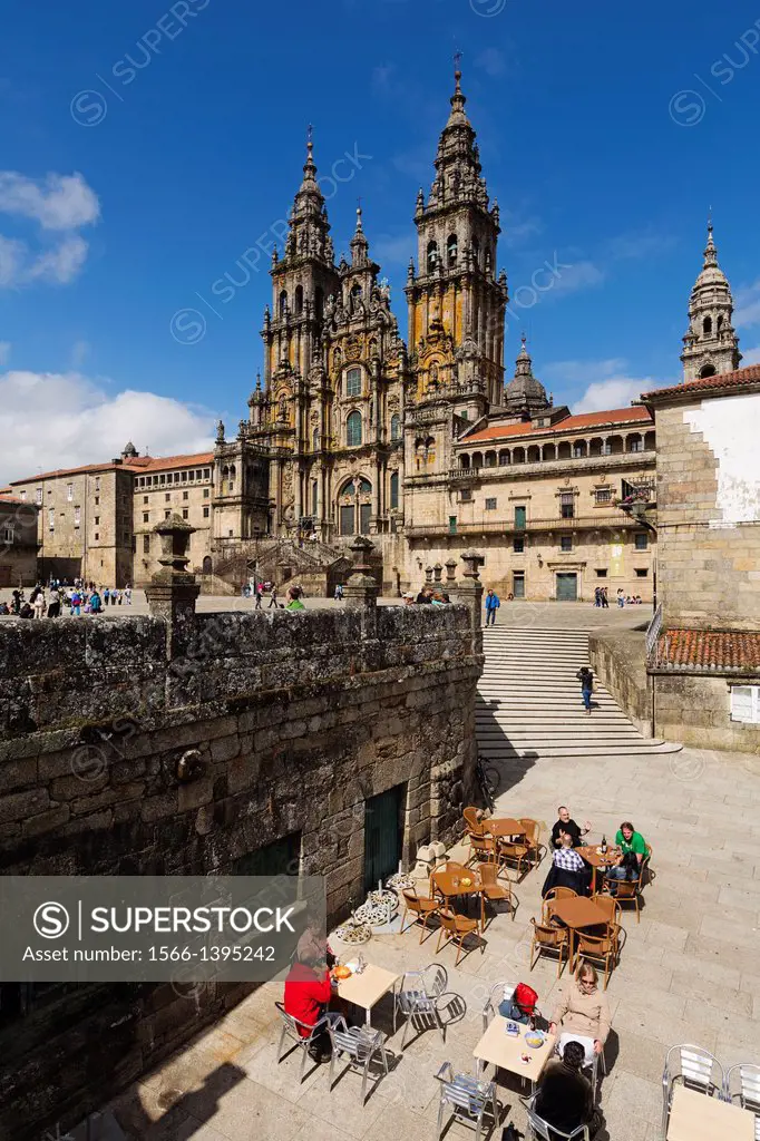 Cathedral on Plaza del Obradoiro, World Heritage Site, Santiago de Compostela, Way of St James, A Coruña province, Galicia, Spain