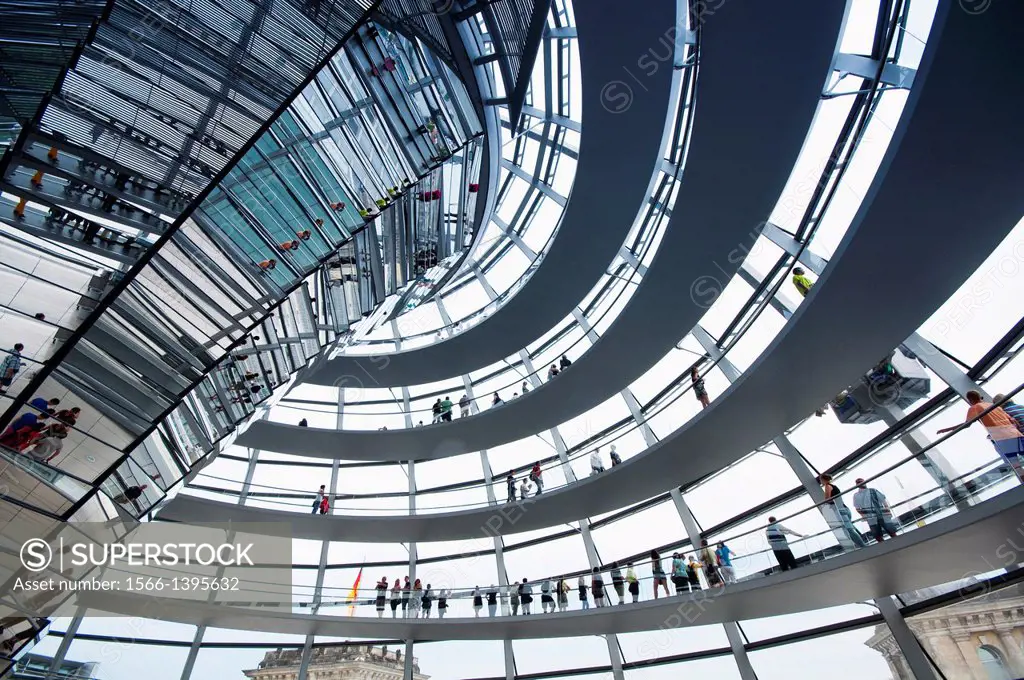 Germany, Berlin, Bundestag, German Parliament Building, Reichstag Dome by Norman Foster Architect.