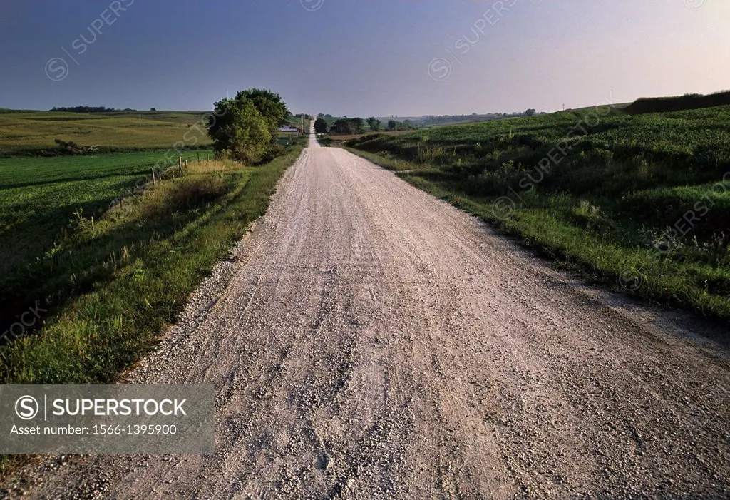 Farm road, Western Skies Scenic Byway, Harrison County, Iowa.