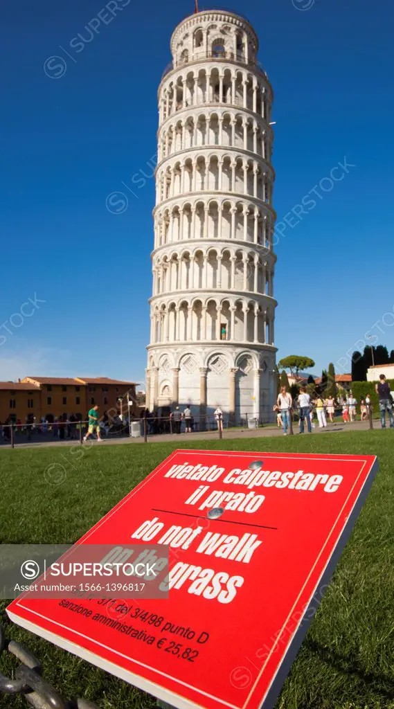 The Leaning Tower of Pisa campanile or bell tower, Cathedral Square Piazza del Duomo, Pisa, Italy, Europe.