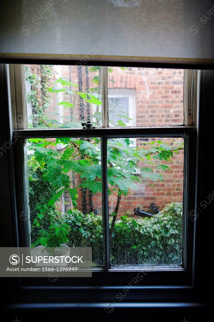 Rainy day through the window, London, England, UK