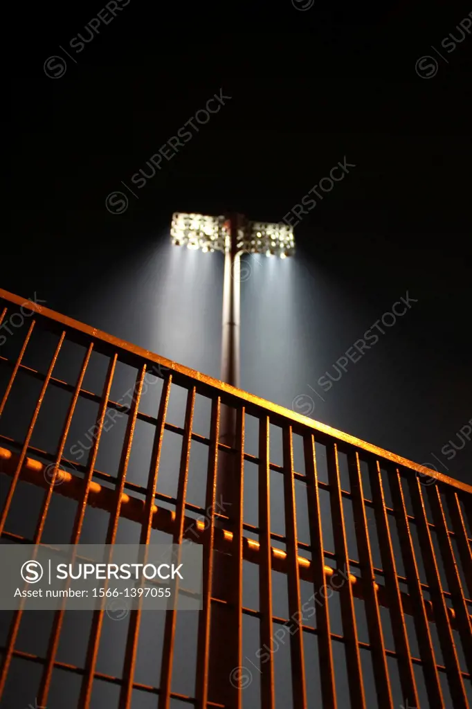 Floodlights in Flaminio sports stadium, Rome, Italy.