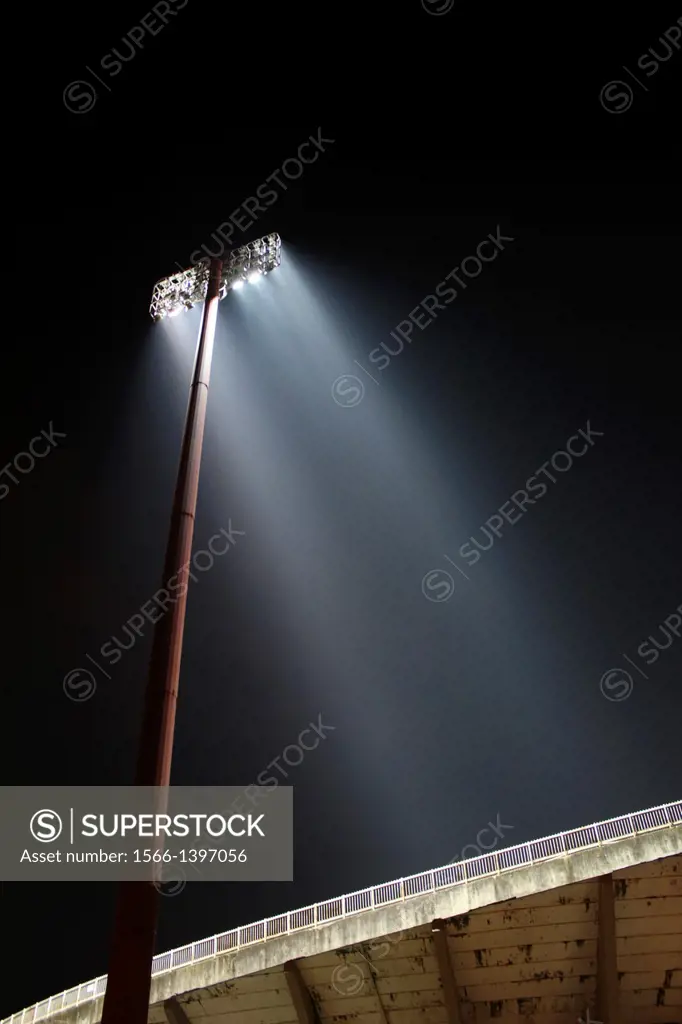Floodlights in Flaminio sports stadium, Rome, Italy.