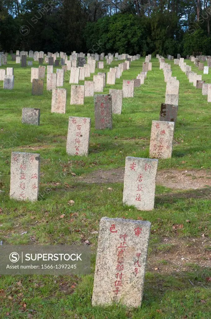 Chinese miners' graves at the Beechworth Cemetery in northeast Victoria, Australia.
