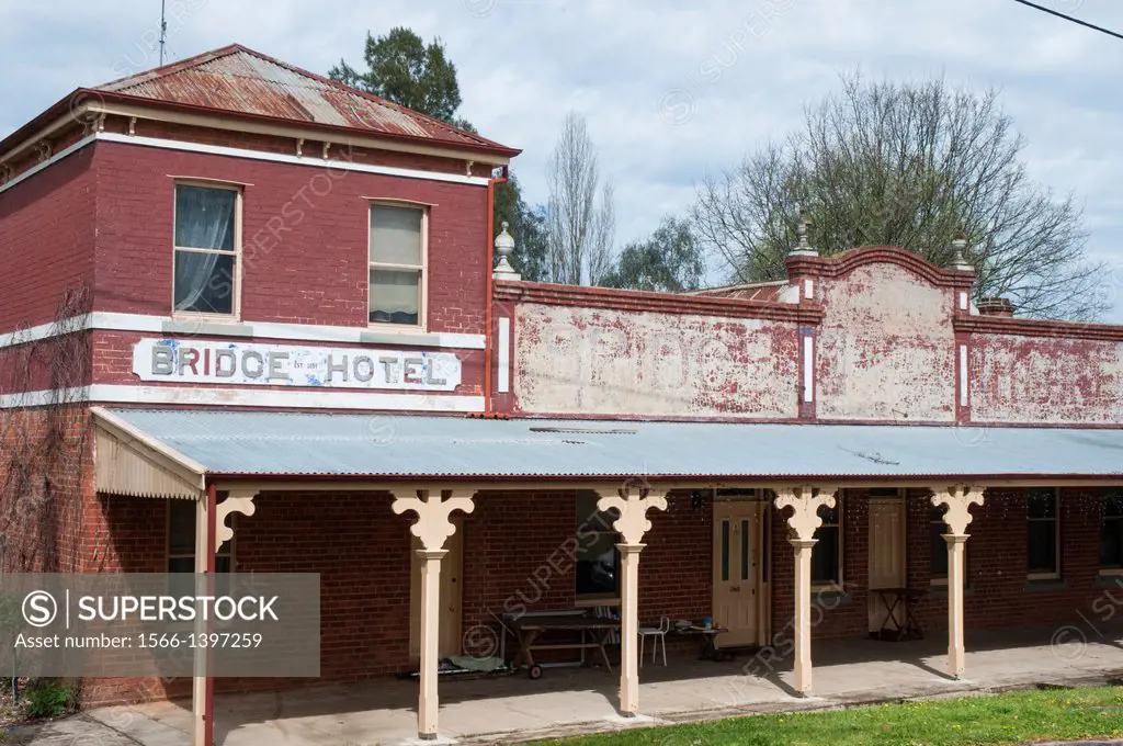 Former Bridge Hotel at Yackandandah, a gold rush-era township in NE Victoria, Australia.