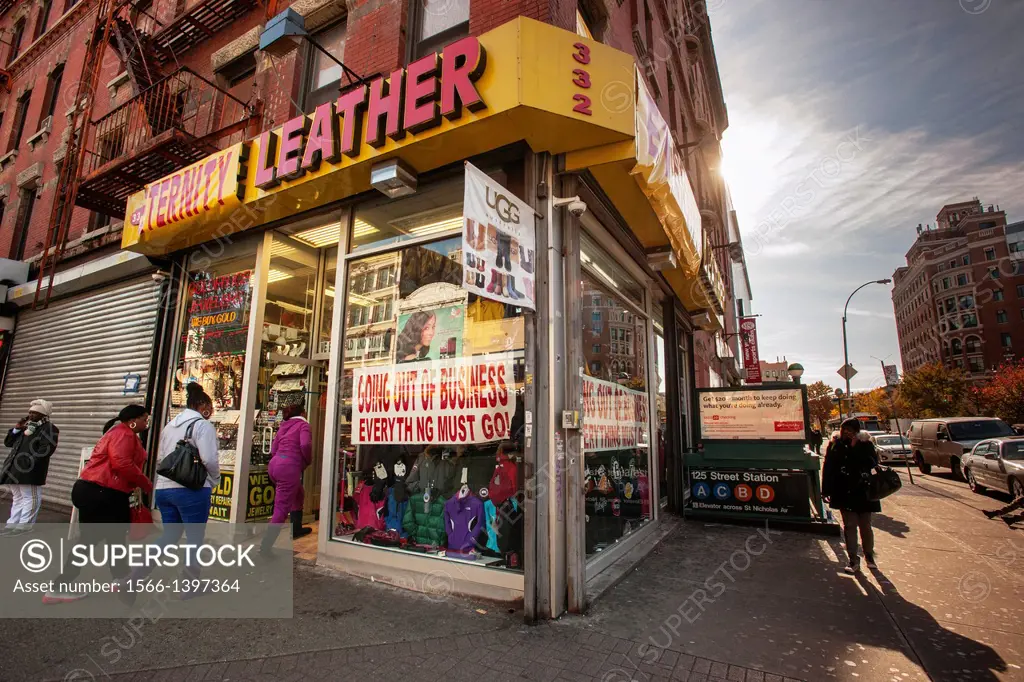 Businesses closing in Harlem on 125th Street in New York. As more and more national chains move into 125th Street many small businesses are complainin...