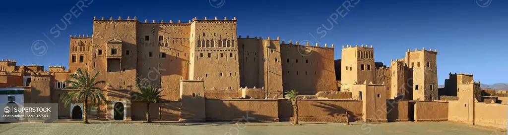 Exterior of the mud brick Kasbah of Taourirt, Ouarzazate, Morocco, built by Pasha Glaoui. A Unesco World Heritage Site.